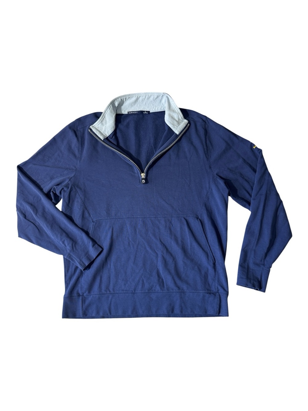 B. Draddy mens L Large navy blue solid cotton blend 1/4 zip pullover sweater EUC